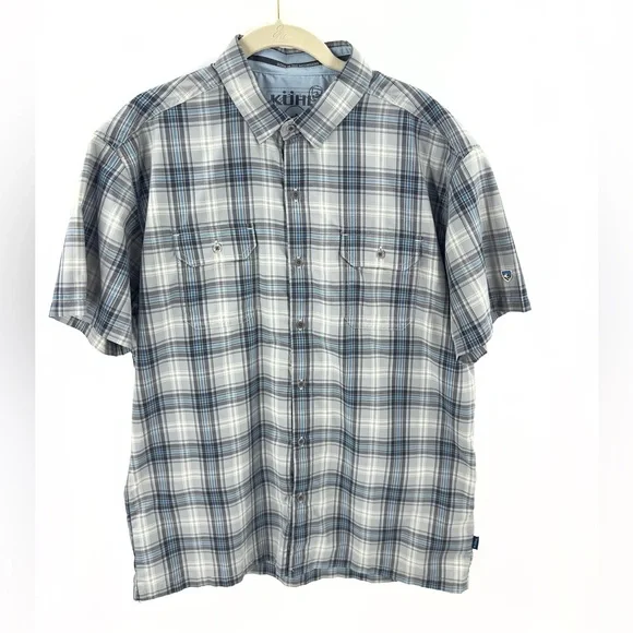 Kuhl Response Shirt Men Size Large Short Sleeve Button Down Plaid Outdoor Casual - Picture 2 of 15